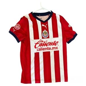 Puma Guadalajara Red and White Striped Soccer Jersey